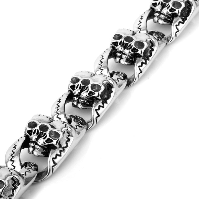 New Skull Men's Punk Titanium Steel Bracelet Ornament