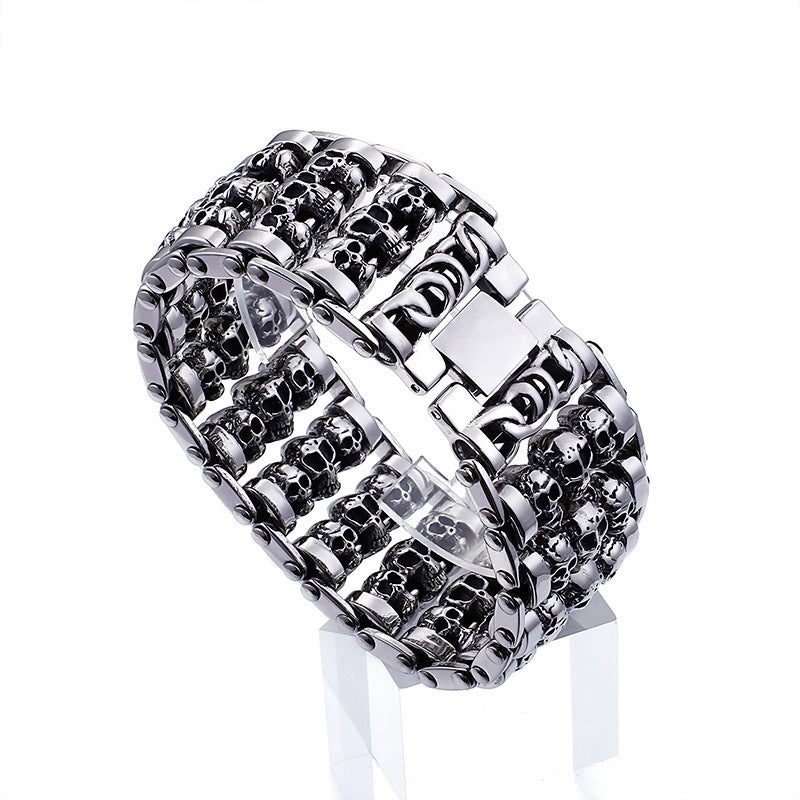 Personalized Punk Trendy Men's Fashion Accessories Titanium Steel Skull Bracelet