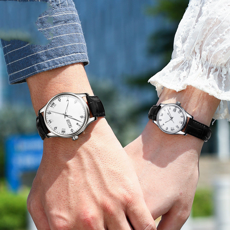 Men's And Women's Fashion Casual Diamond-set Waterproof Mechanical Watch