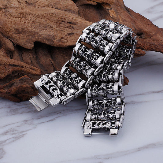 Personalized Punk Trendy Men's Fashion Accessories Titanium Steel Skull Bracelet